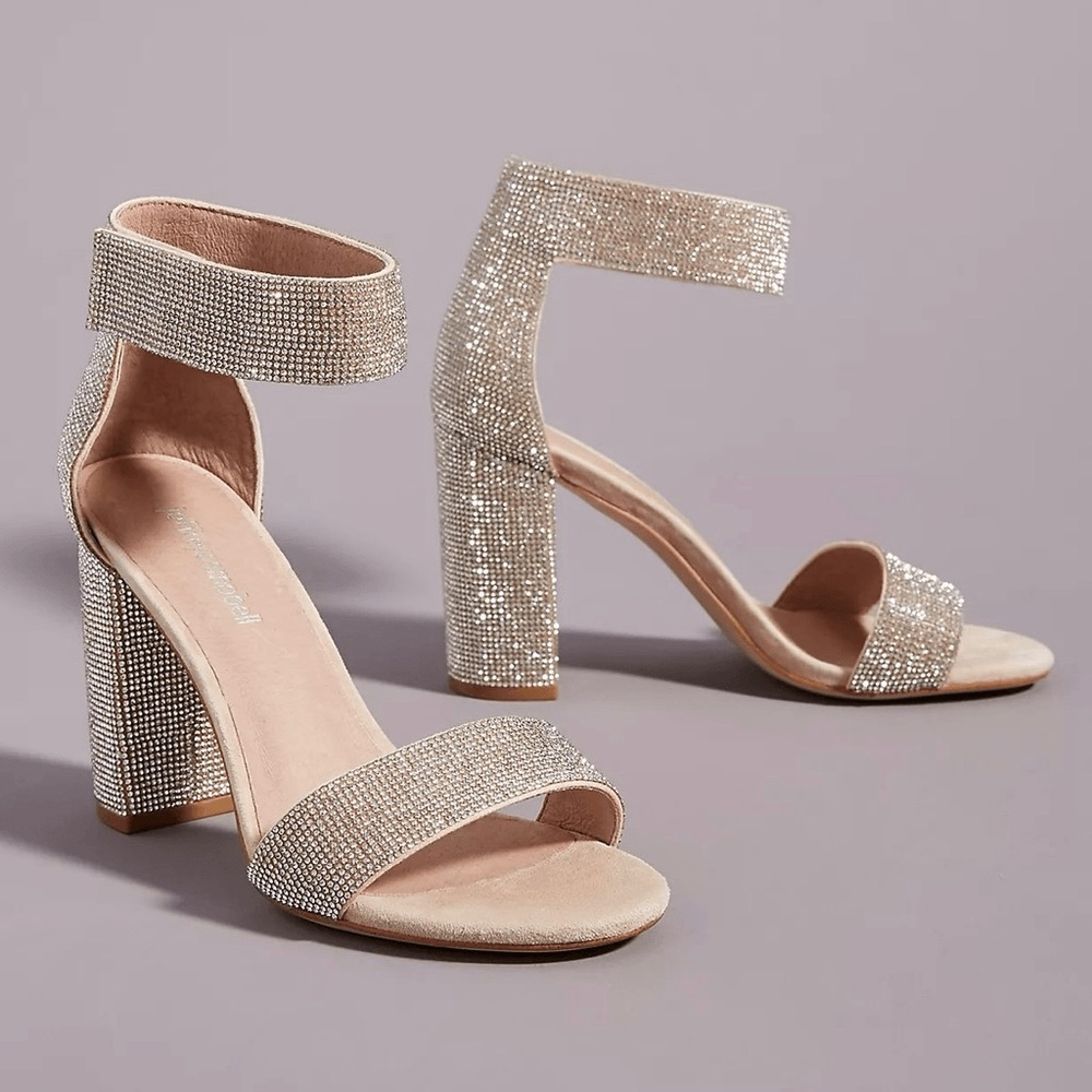 Jeffrey Campbell Lindsay Champagne Nude Suede Block Heels